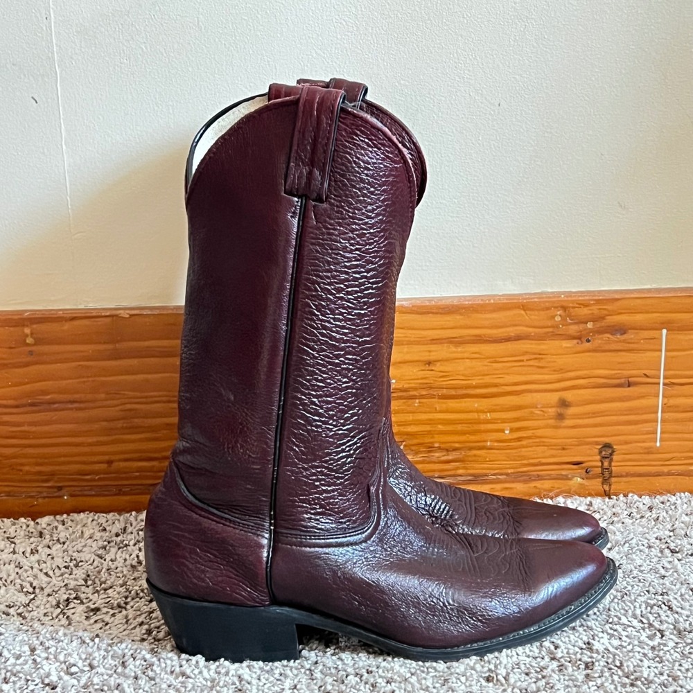 Abilene Mens 10 D Burgundy Leather Western Cowboy Boots Made in USA 6617 8932